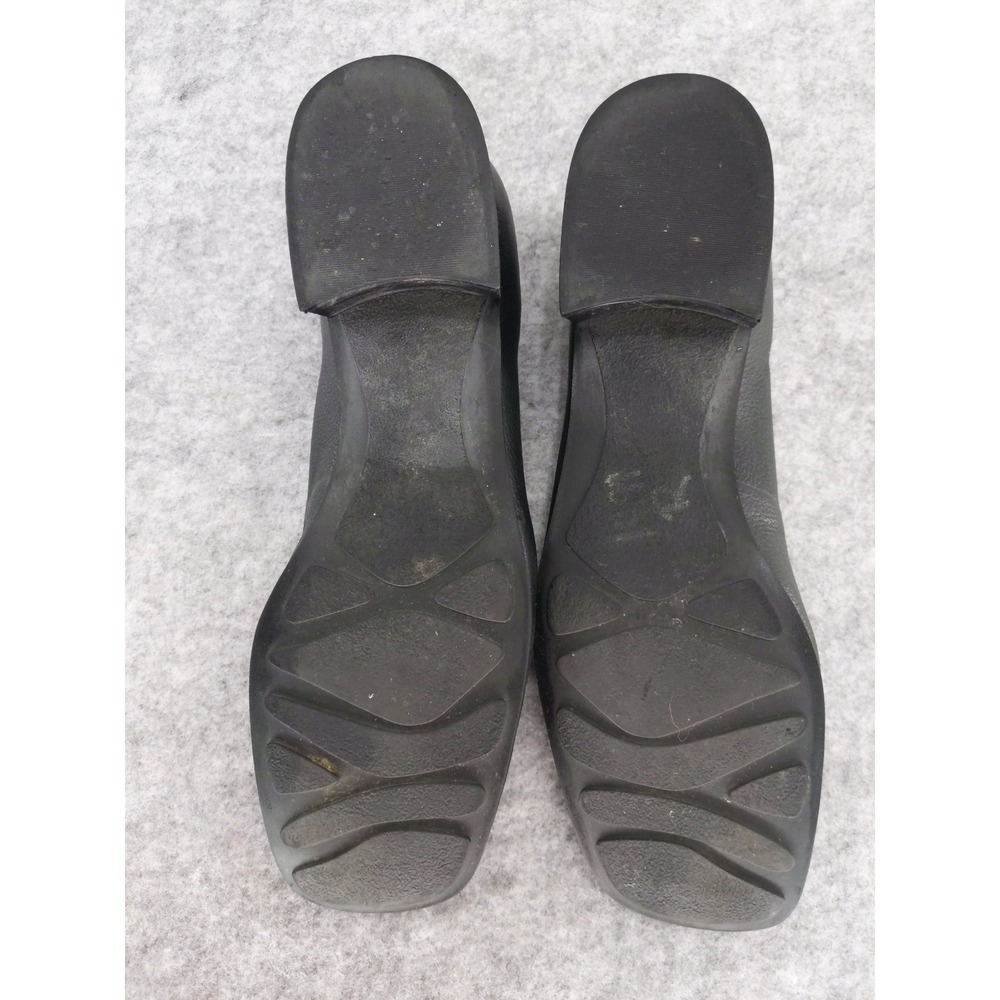 Etienne Aigner Quiz Loafers 9.5M Black Leather‎ Square Toe Block Heel Brazil - Picture 10 of 11